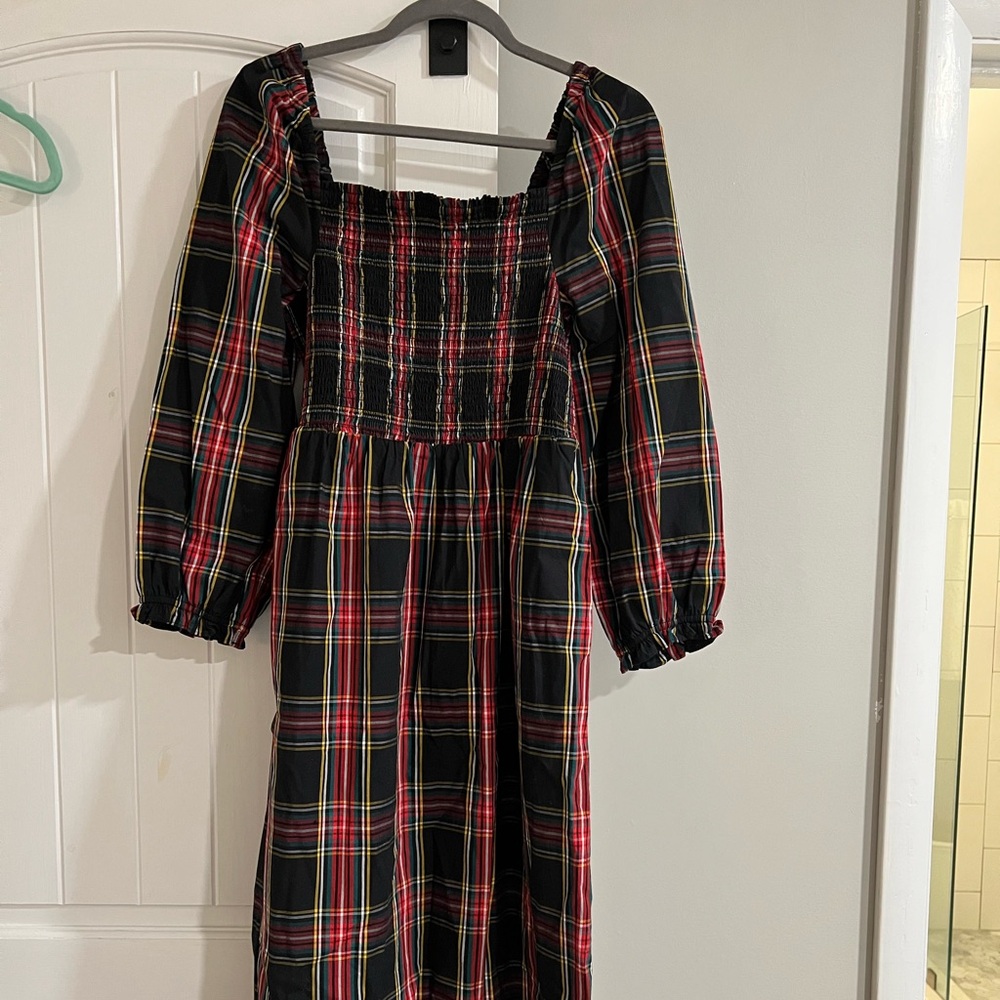 J Crew Factory size medium plaid midi dress.